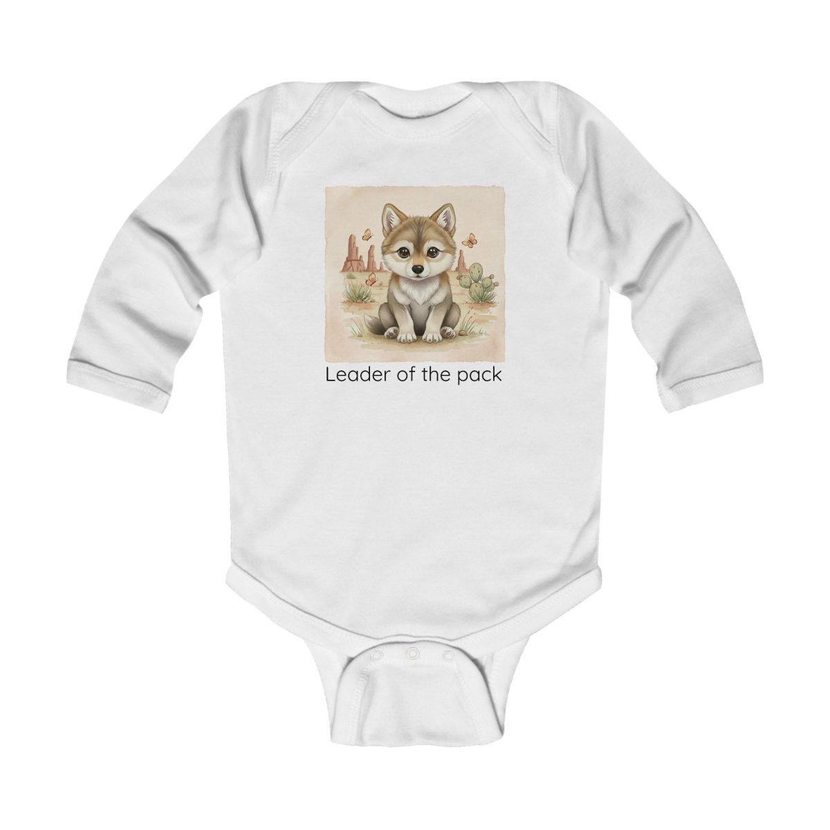 Santa Fe Marketplace Wolf Infant Long Sleeve Onesie — Cute Gender Neutral Bodysuit Product Image: Wolf Infant Long Sleeve Onesie — Cute Gender Neutral Bodysuit