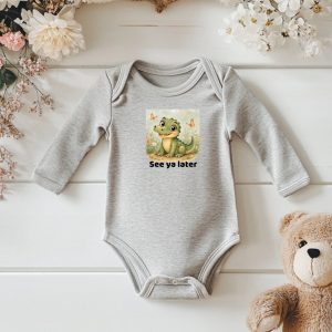 Product Image: Alligator Infant Long Sleeve Onesie — Cute Gender Neutral Bodysuit