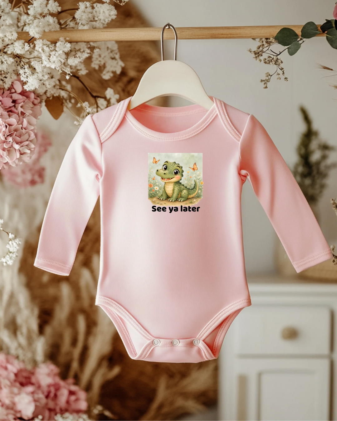 Santa Fe Marketplace Alligator Infant Long Sleeve Onesie — Cute Gender Neutral Bodysuit Product Image: Alligator Infant Long Sleeve Onesie — Cute Gender Neutral Bodysuit
