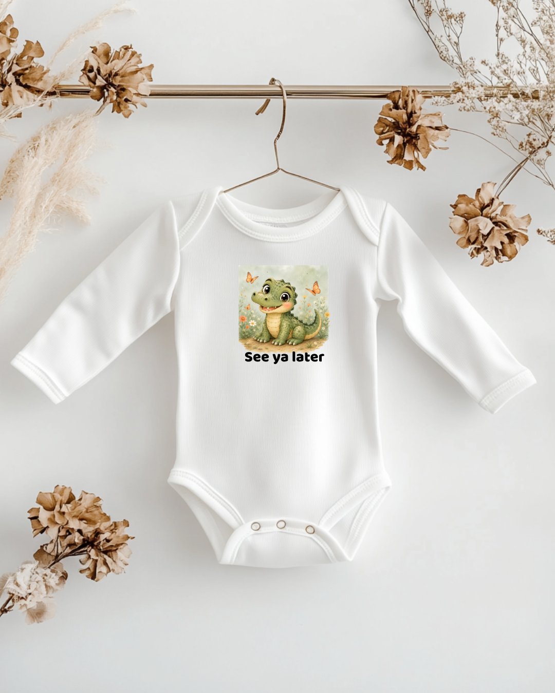 Santa Fe Marketplace Alligator Infant Long Sleeve Onesie — Cute Gender Neutral Bodysuit Product Image: Alligator Infant Long Sleeve Onesie — Cute Gender Neutral Bodysuit