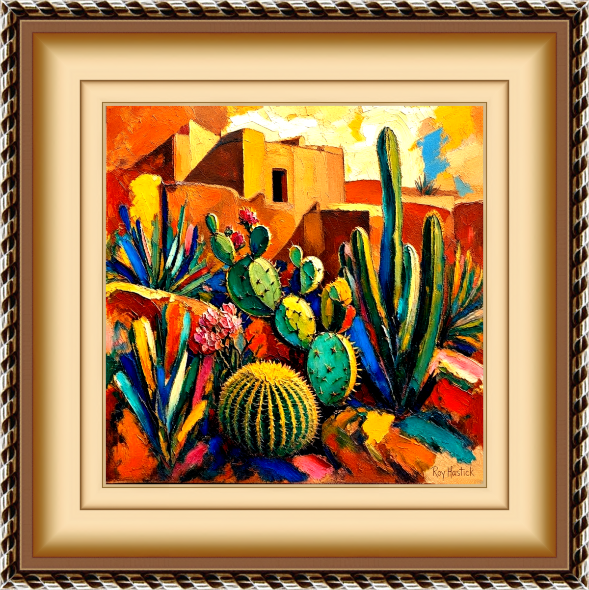 Santa Fe Marketplace Desert Bloom and Adobe 12’X12″-CANVAS PRINT- Product Image: Desert Bloom and Adobe 12’X12″-CANVAS PRINT-