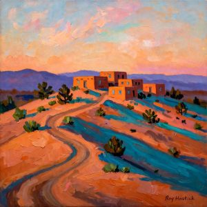 Santa Fe Marketplace Desert Dawn on the Old Road 12″X12″ Digital Canvas Print Product Image: Desert Dawn on the Old Road 12″X12″ Digital Canvas Print