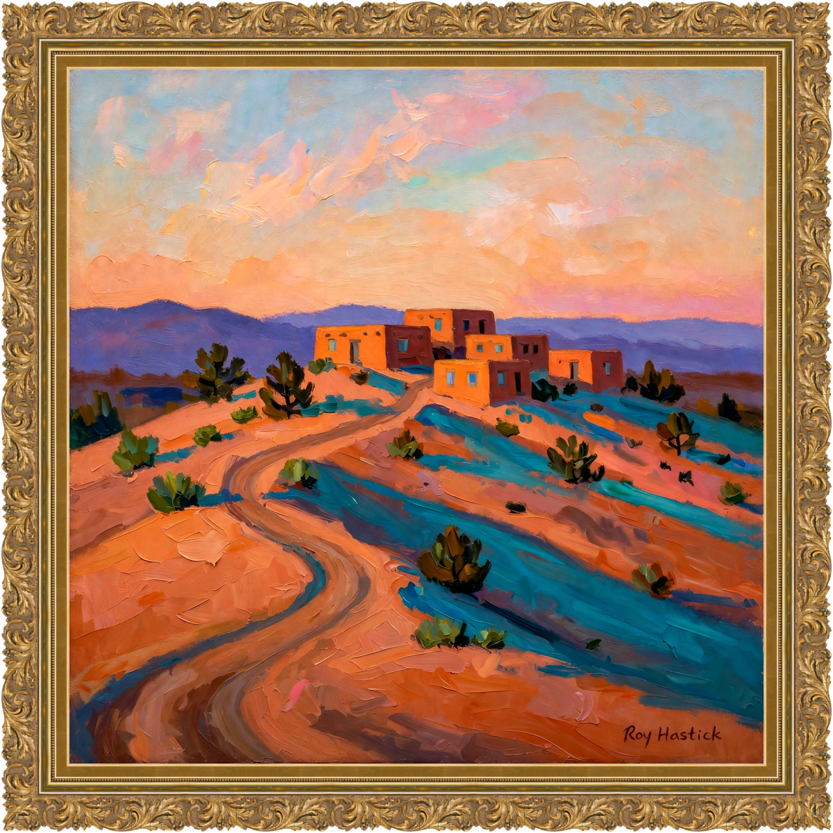 Santa Fe Marketplace Desert Dawn on the Old Road 12″X12″ Digital Canvas Print Product Image: Desert Dawn on the Old Road 12″X12″ Digital Canvas Print