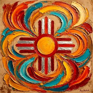 Santa Fe Marketplace Radiant Zia Impasto 12″X12″ -Digital Original Print Product Image: Radiant Zia Impasto 12″X12″ -Digital Original Print
