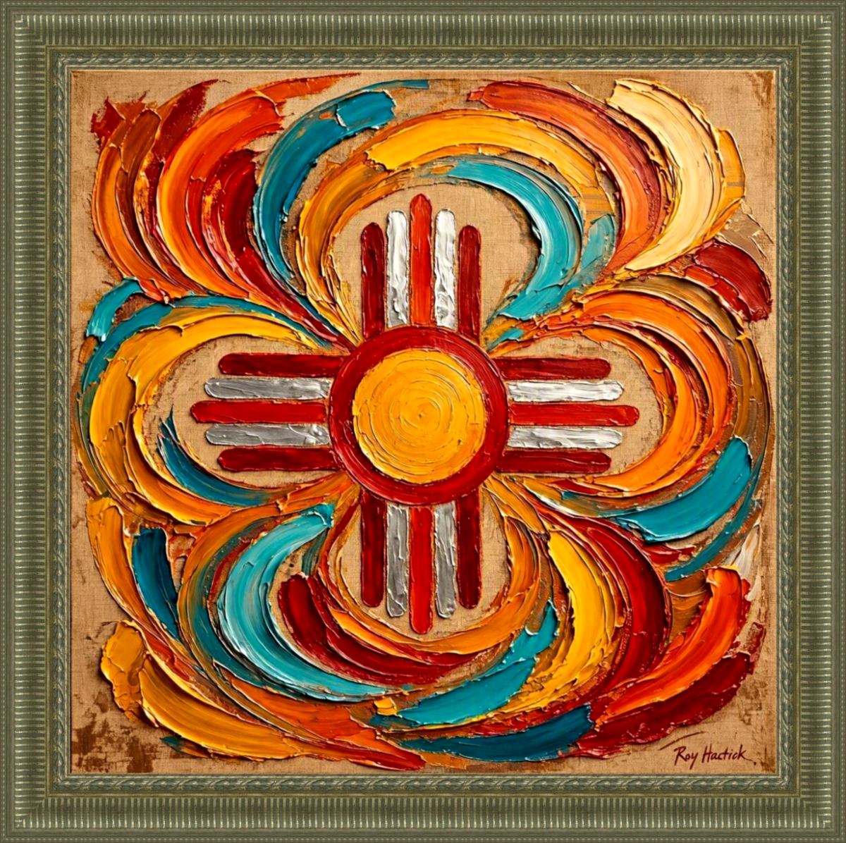 Santa Fe Marketplace Radiant Zia Impasto 12″X12″ -Digital Original Print Product Image: Radiant Zia Impasto 12″X12″ -Digital Original Print