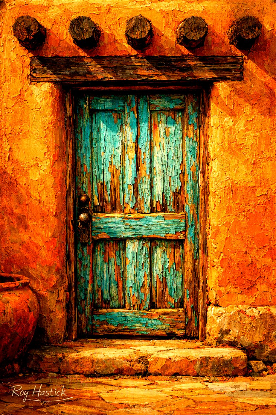 Santa Fe Marketplace Santa Fe Entryway Study 12″X12″ Digital Canvas Print Product Image: Santa Fe Entryway Study 12″X12″ Digital Canvas Print