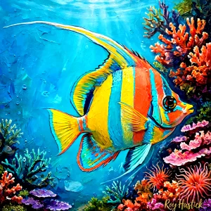 Santa Fe Marketplace Tropical Angelfish 12″X12″Digital Canvas Print Product Image: Tropical Angelfish 12″X12″Digital Canvas Print
