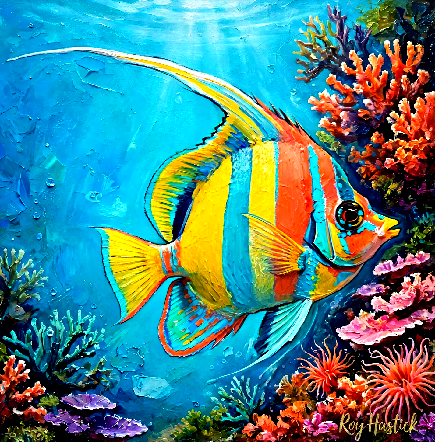 Santa Fe Marketplace Tropical Angelfish 12″X12″Digital Canvas Print Product Image: Tropical Angelfish 12″X12″Digital Canvas Print