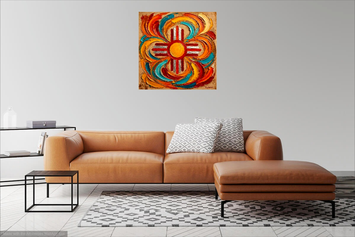 Santa Fe Marketplace Radiant Zia Impasto 12″X12″ -Digital Original Print Product Image: Radiant Zia Impasto 12″X12″ -Digital Original Print