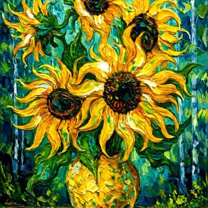 Santa Fe Marketplace Sunflowers in the Aspen Grove 12″X12″ CANVAS PRINT Product Image: Sunflowers in the Aspen Grove 12″X12″ CANVAS PRINT