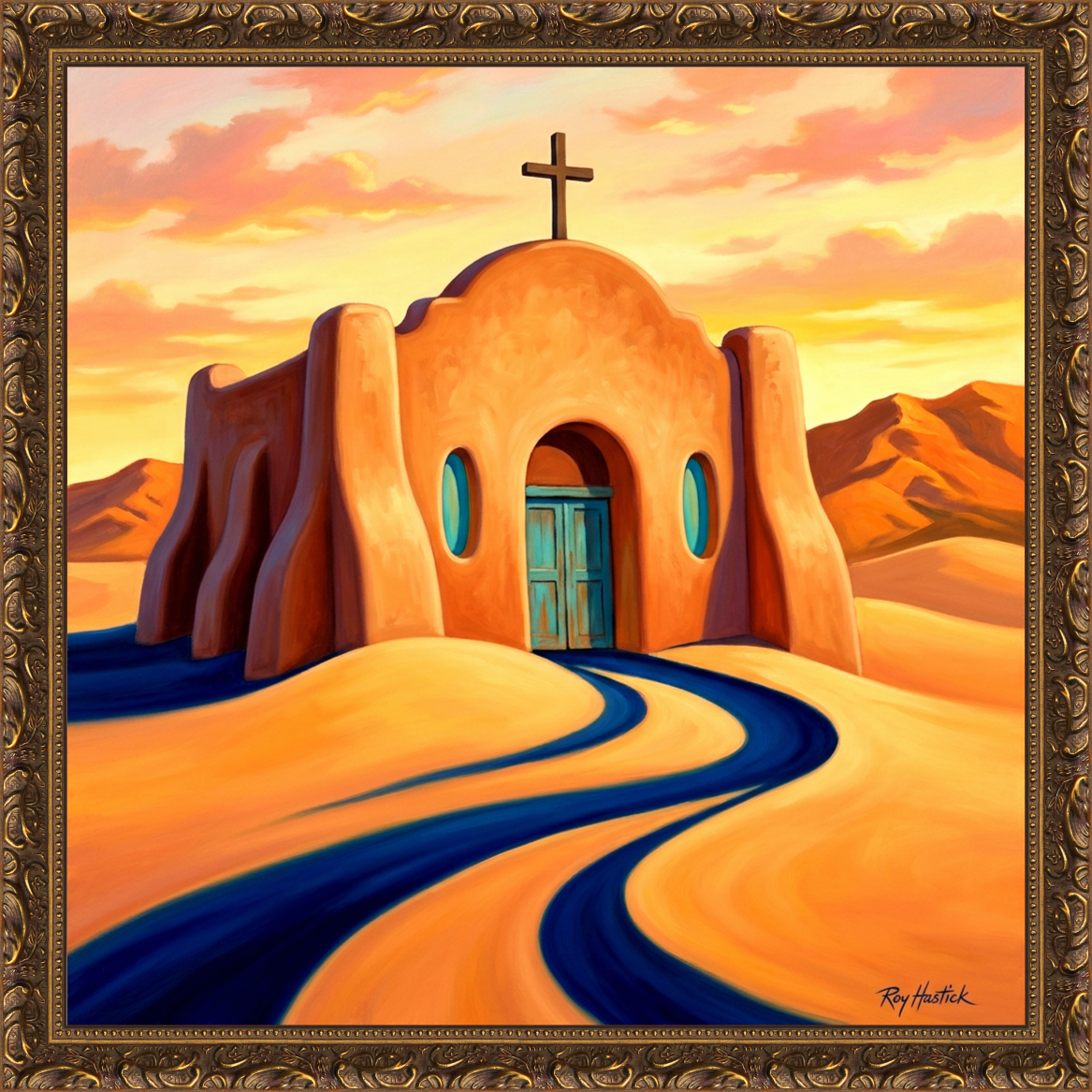 Santa Fe Marketplace The Turquoise Door of Santa Fe -12″X12″ Canvas Print Product Image: The Turquoise Door of Santa Fe -12″X12″ Canvas Print