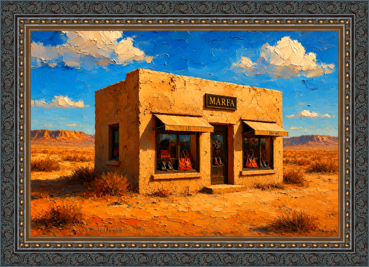 Santa Fe Marketplace MINI_Prada Marfa 12″X12″ -Canvas Print – Product Image: MINI_Prada Marfa 12″X12″ -Canvas Print –