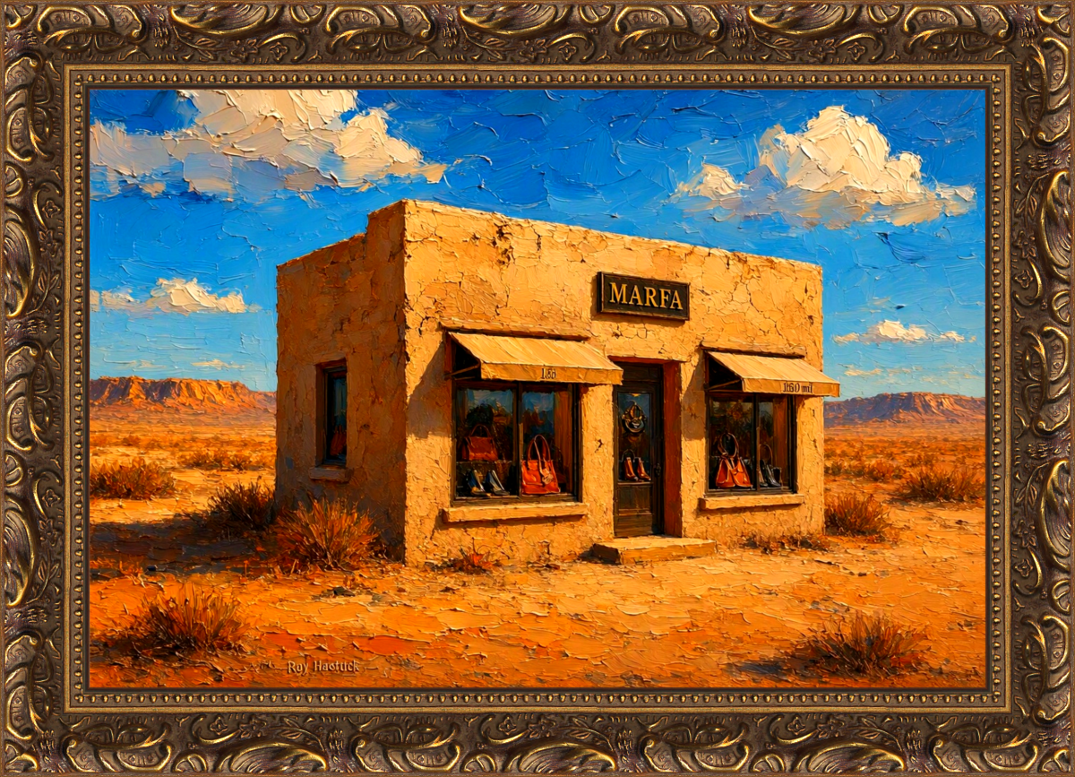 Santa Fe Marketplace MINI_Prada Marfa 12″X12″ -Canvas Print – Product Image: MINI_Prada Marfa 12″X12″ -Canvas Print –