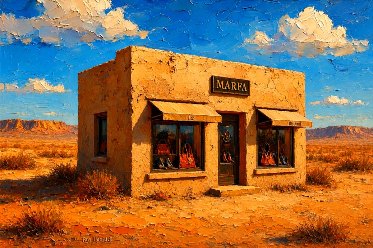 Santa Fe Marketplace MINI_Prada Marfa 12″X12″ -Canvas Print – Product Image: MINI_Prada Marfa 12″X12″ -Canvas Print –