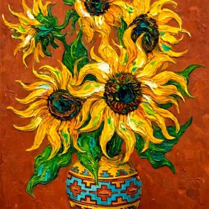 Santa Fe Marketplace Pueblo Sunflowers – 12″X12″ CANVAS PRINT Product Image: Pueblo Sunflowers – 12″X12″ CANVAS PRINT