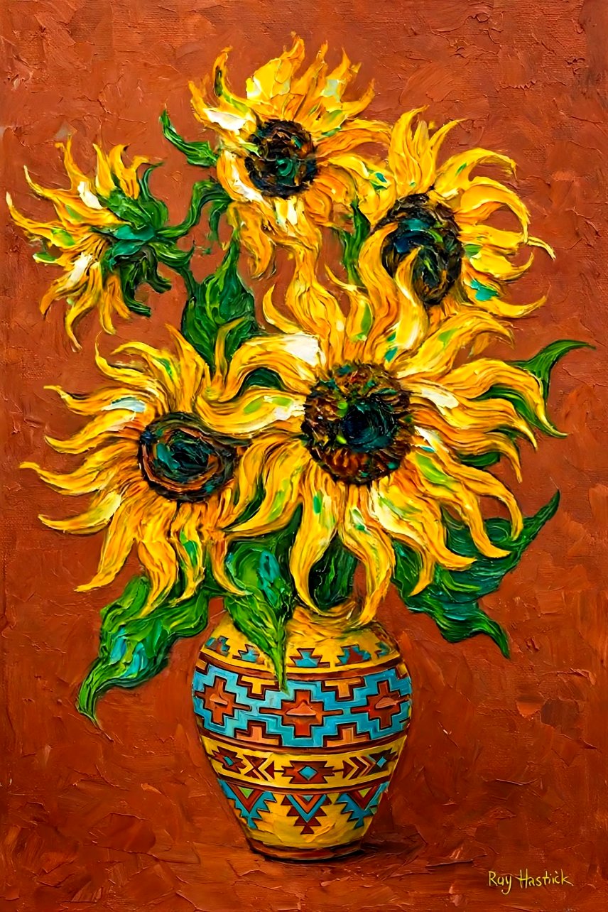Santa Fe Marketplace Pueblo Sunflowers – 12″X12″ CANVAS PRINT Product Image: Pueblo Sunflowers – 12″X12″ CANVAS PRINT