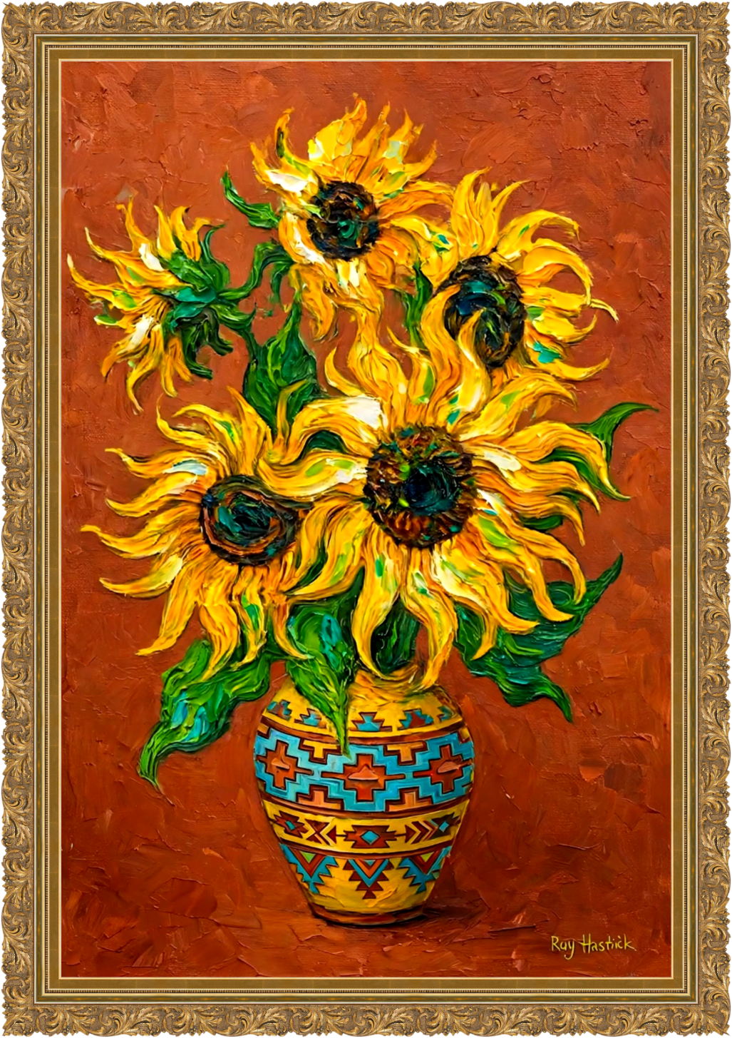 Santa Fe Marketplace Pueblo Sunflowers – 12″X12″ CANVAS PRINT Product Image: Pueblo Sunflowers – 12″X12″ CANVAS PRINT