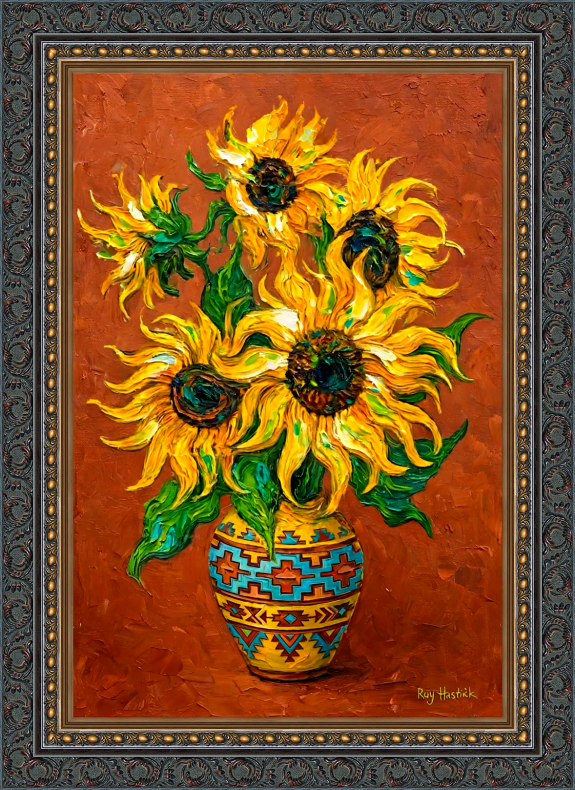 Santa Fe Marketplace Pueblo Sunflowers – 12″X12″ CANVAS PRINT Product Image: Pueblo Sunflowers – 12″X12″ CANVAS PRINT