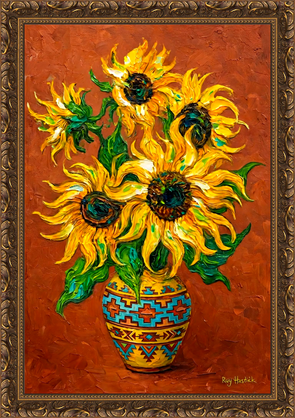 Santa Fe Marketplace Pueblo Sunflowers – 12″X12″ CANVAS PRINT Product Image: Pueblo Sunflowers – 12″X12″ CANVAS PRINT