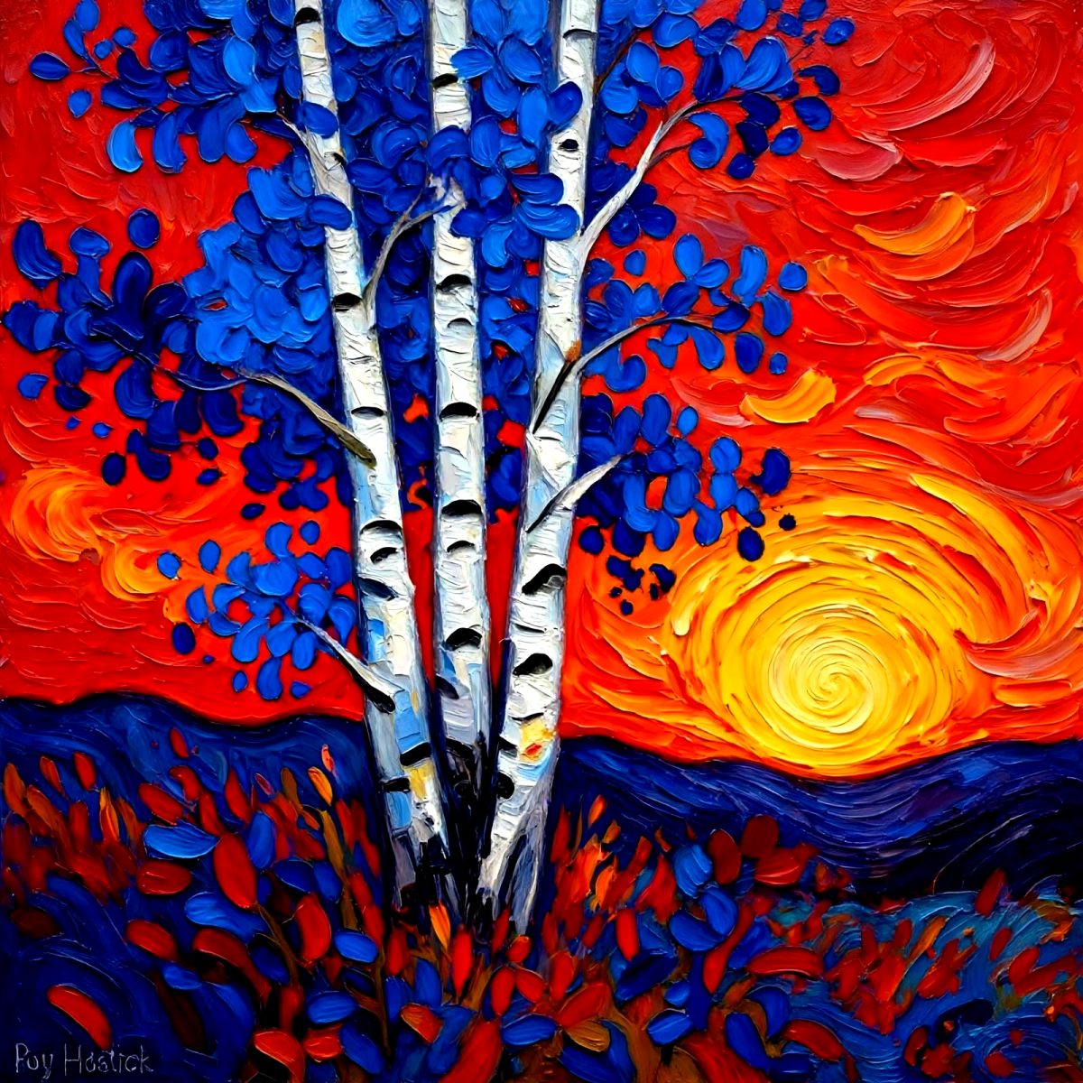 Santa Fe Marketplace High-Desert Series “Birch Sunset” 18″X18″- CANVAS PRINT – Product Image: High-Desert Series “Birch Sunset” 18″X18″- CANVAS PRINT –