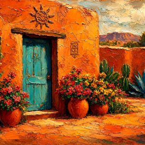 Santa Fe Marketplace Santa Fe Sun Door -12″X12″ Canvas Print – Product Image: Santa Fe Sun Door -12″X12″ Canvas Print –