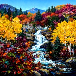 Santa Fe Marketplace Sangre de Cristo Autumn Cascade – 18″X18″ – Canvas Print – Product Image: Sangre de Cristo Autumn Cascade – 18″X18″ – Canvas Print –