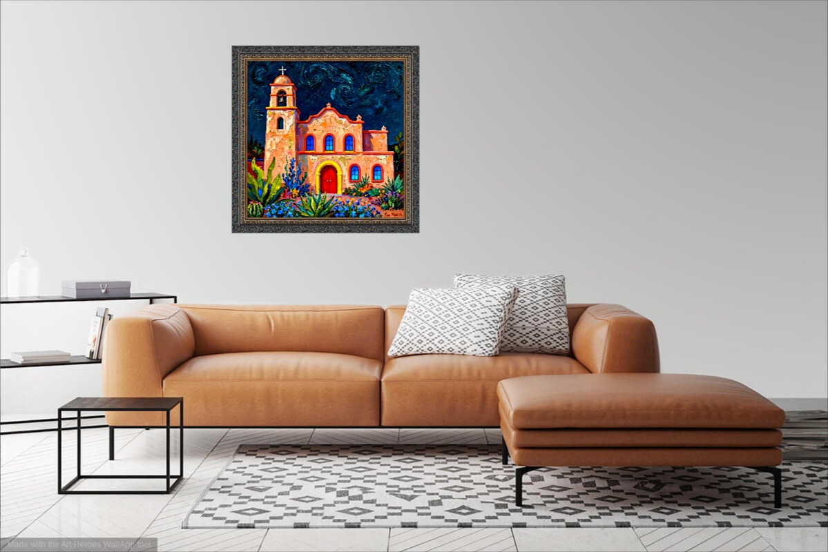 Santa Fe Marketplace Starry Mission Church | 18″ x 18″ – Canvas Print Product Image: Starry Mission Church | 18″ x 18″ – Canvas Print