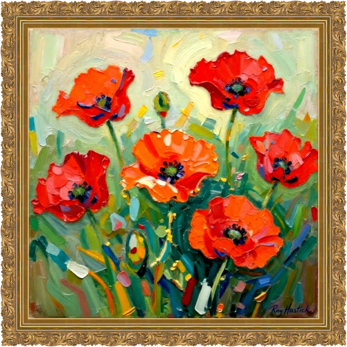 Santa Fe Marketplace Dancing Red Poppies – 12″X12″ – CANVAS PRINT – Product Image: Dancing Red Poppies – 12″X12″ – CANVAS PRINT –
