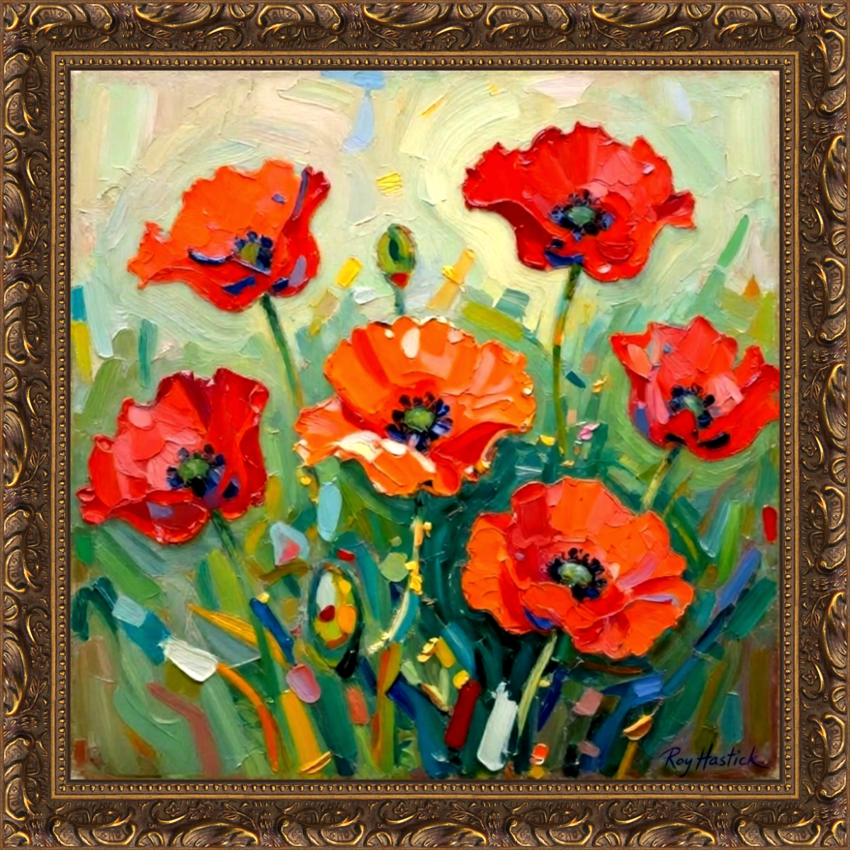 Santa Fe Marketplace Dancing Red Poppies – 12″X12″ – CANVAS PRINT – Product Image: Dancing Red Poppies – 12″X12″ – CANVAS PRINT –