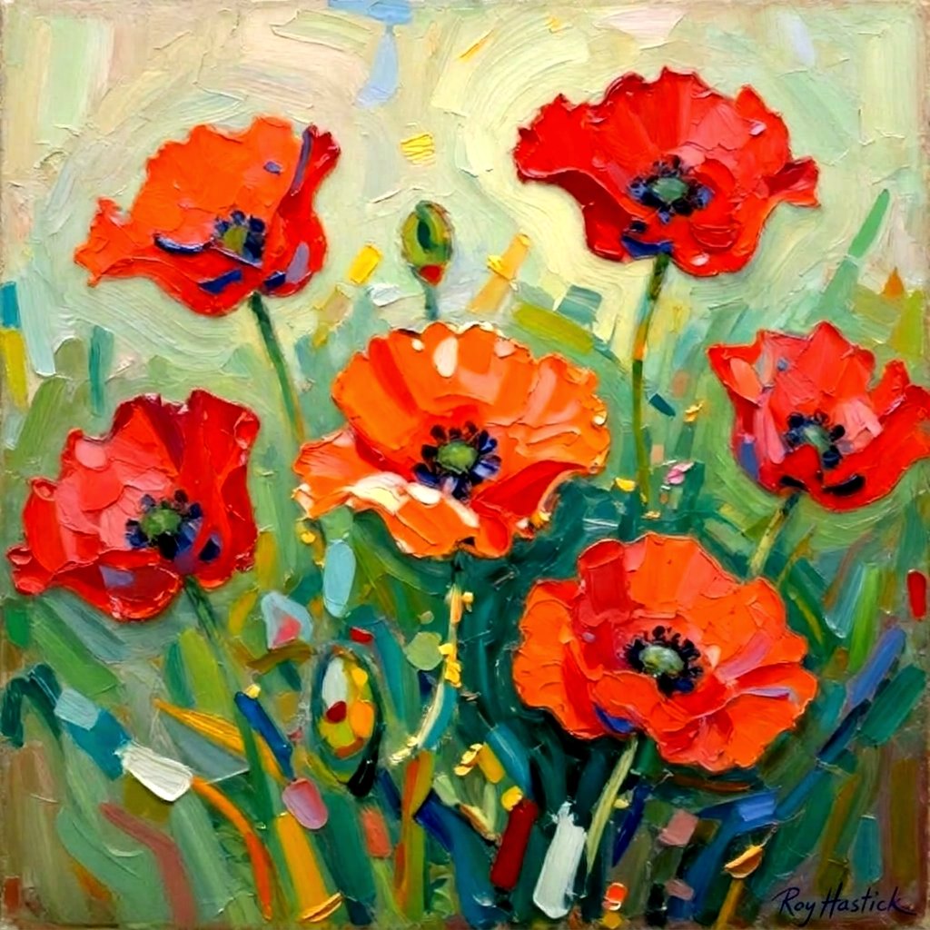 Santa Fe Marketplace Dancing Red Poppies – 12″X12″ – CANVAS PRINT – Product Image: Dancing Red Poppies – 12″X12″ – CANVAS PRINT –