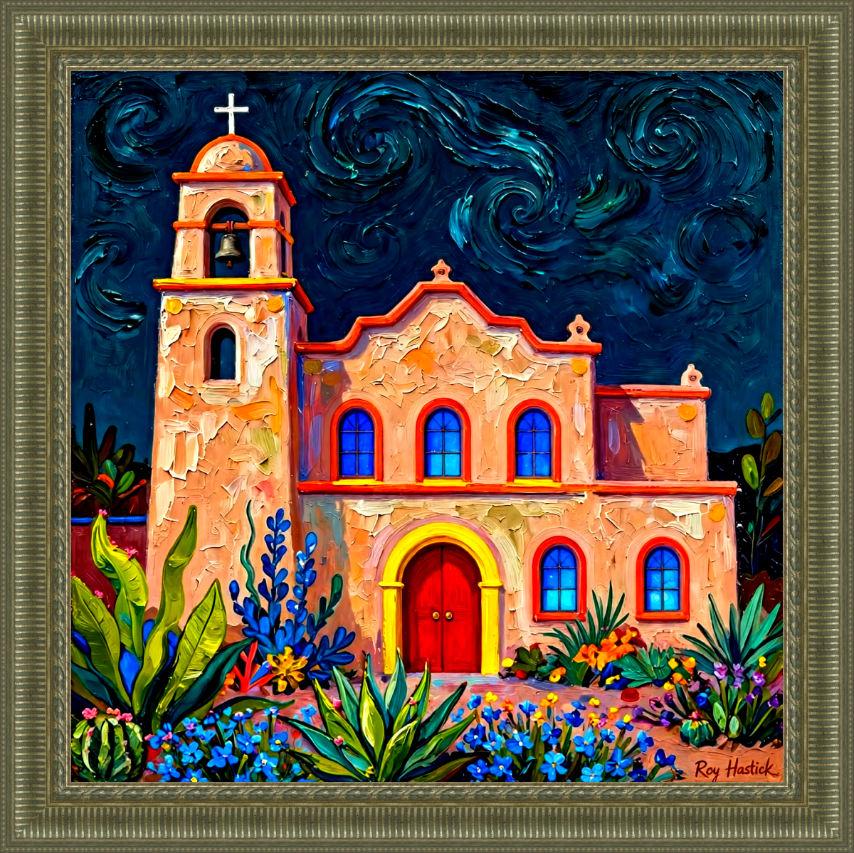 Santa Fe Marketplace Starry Mission Church | 18″ x 18″ – Canvas Print Product Image: Starry Mission Church | 18″ x 18″ – Canvas Print