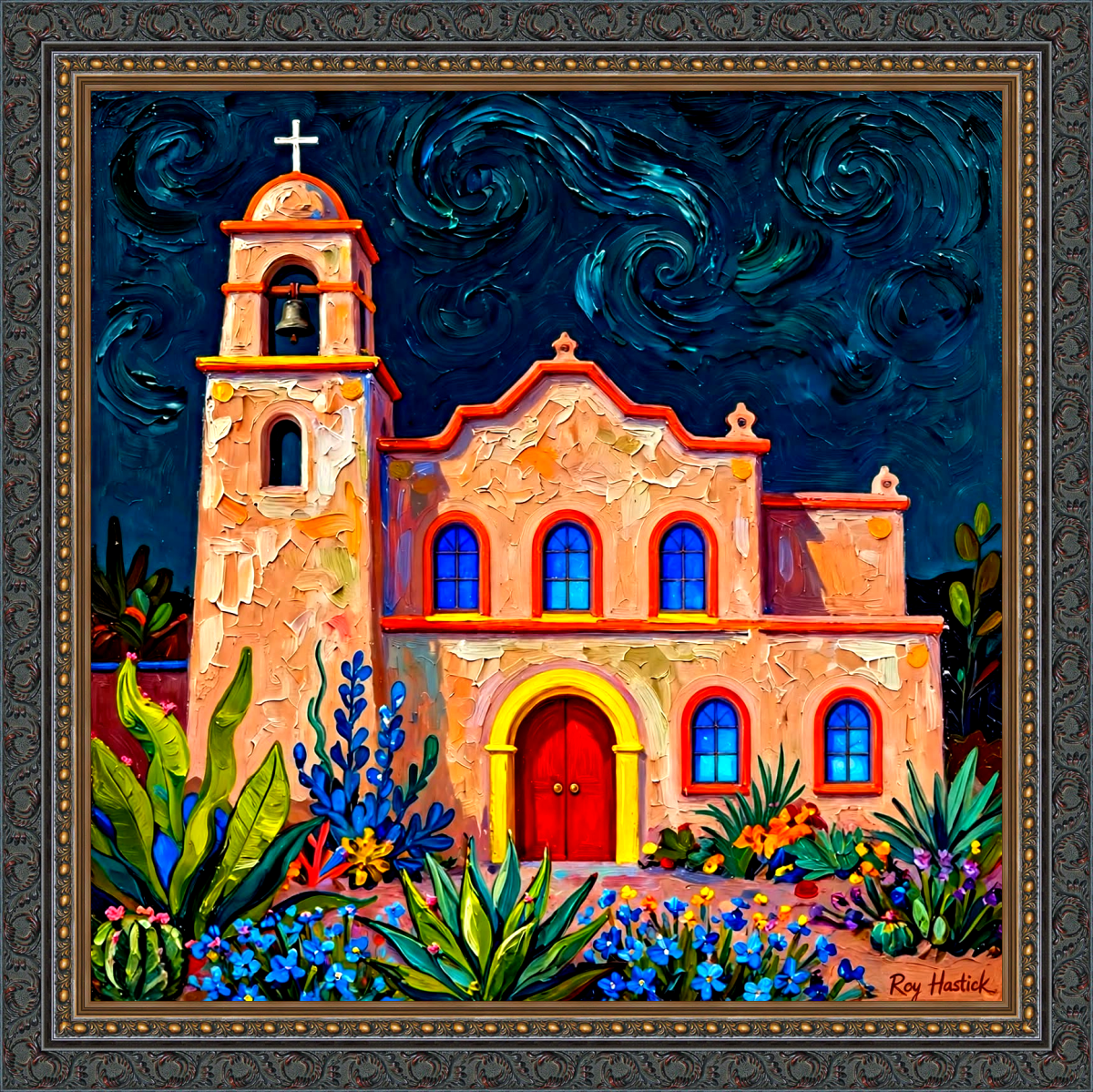 Santa Fe Marketplace Starry Mission Church | 18″ x 18″ – Canvas Print Product Image: Starry Mission Church | 18″ x 18″ – Canvas Print