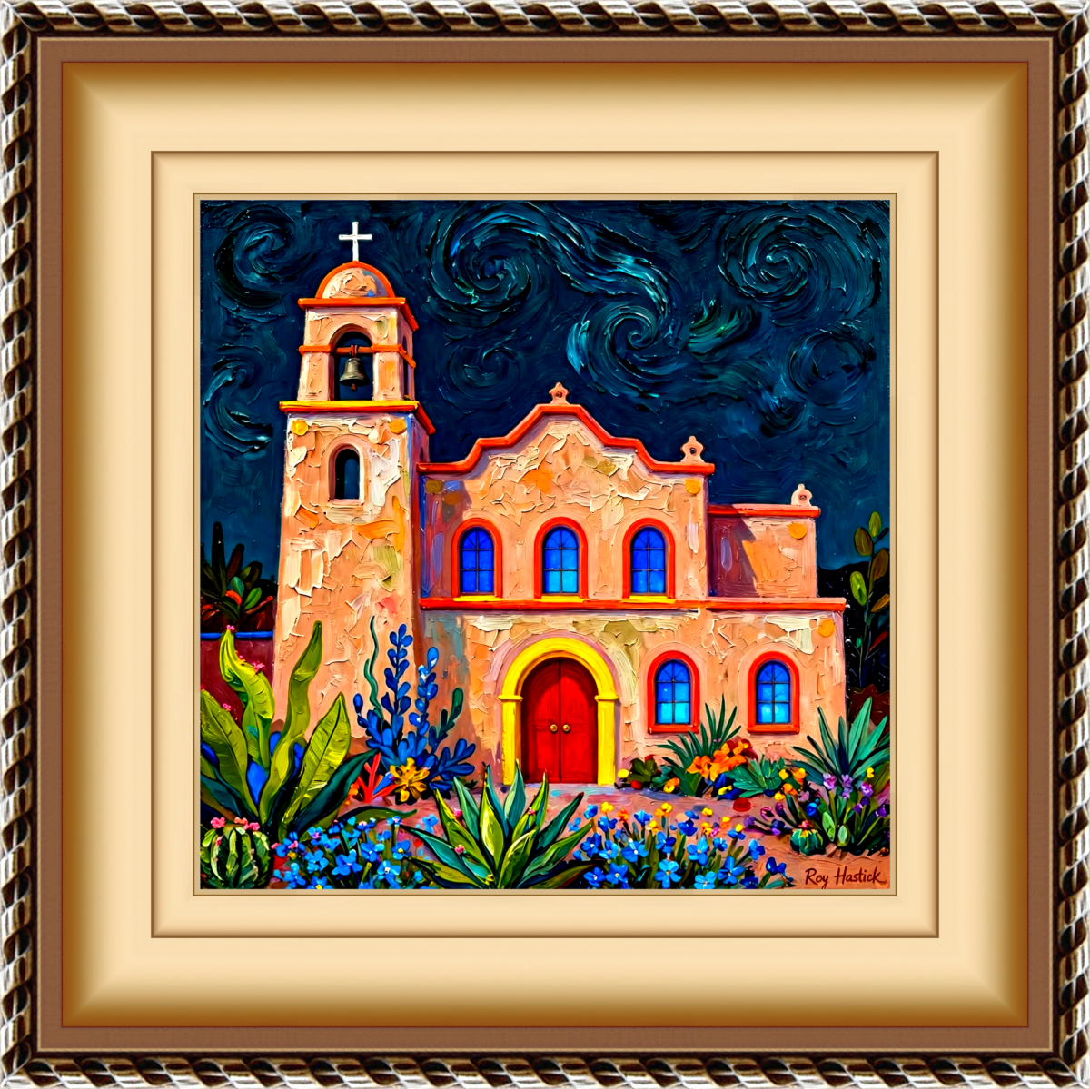 Santa Fe Marketplace Starry Mission Church | 18″ x 18″ – Canvas Print Product Image: Starry Mission Church | 18″ x 18″ – Canvas Print
