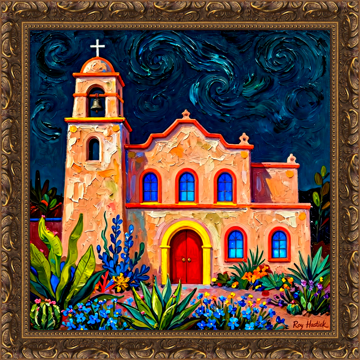 Santa Fe Marketplace Starry Mission Church | 18″ x 18″ – Canvas Print Product Image: Starry Mission Church | 18″ x 18″ – Canvas Print