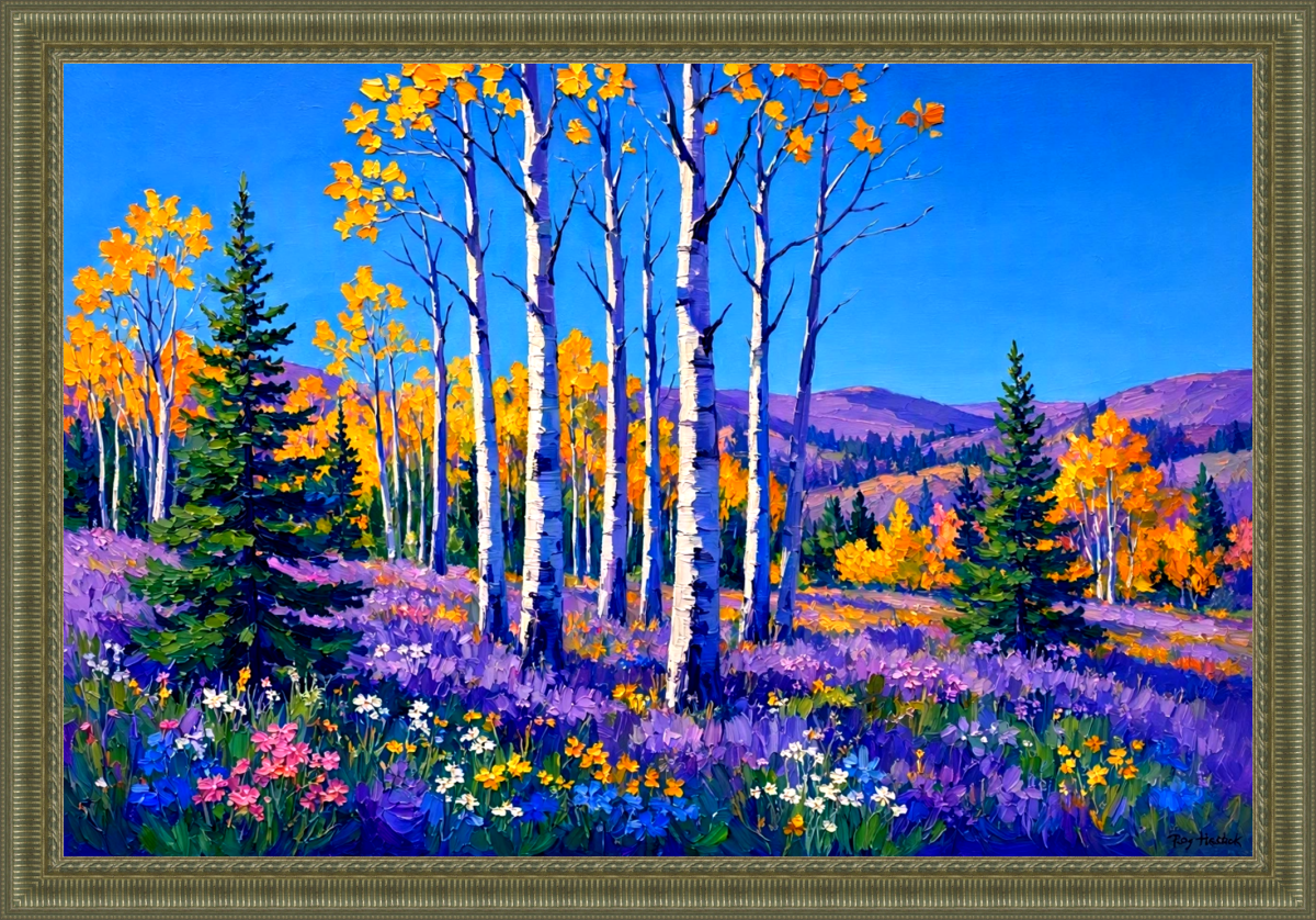 Santa Fe Marketplace Birch Series “Purple Rain” 18″X18″ -Canvas Print- Product Image: Birch Series “Purple Rain” 18″X18″ -Canvas Print-