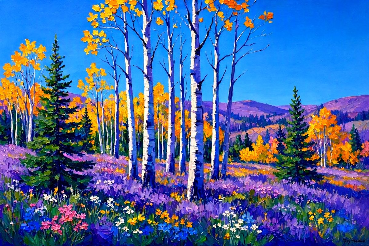 Santa Fe Marketplace Birch Series “Purple Rain” 18″X18″ -Canvas Print- Product Image: Birch Series “Purple Rain” 18″X18″ -Canvas Print-